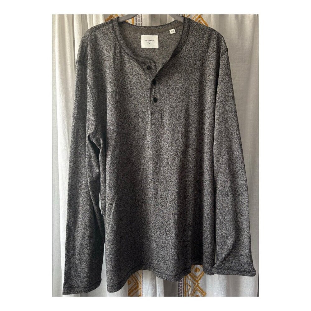 Billy Reid Long Sleeve Henley (Size XL) Lightweight Cotton Blend Contrast Stitch